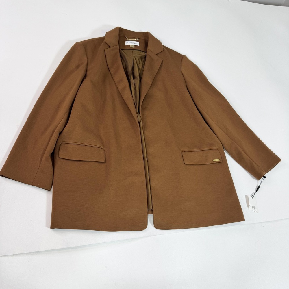 Calvin Klein Blazer Womens 20W Brown Classic Suit‎ Jacket Tailored Workwear NWT